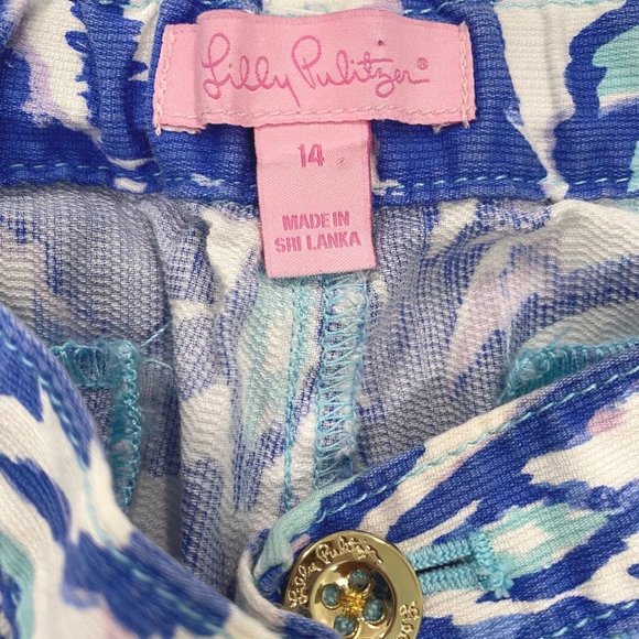 Lilly Pulitzer Short Pineapple Print White, Blue, Aqua 14 - Picture 5 of 6